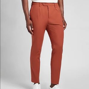 Extra Slim Solid Rust Chambray Pleated Suit Pant